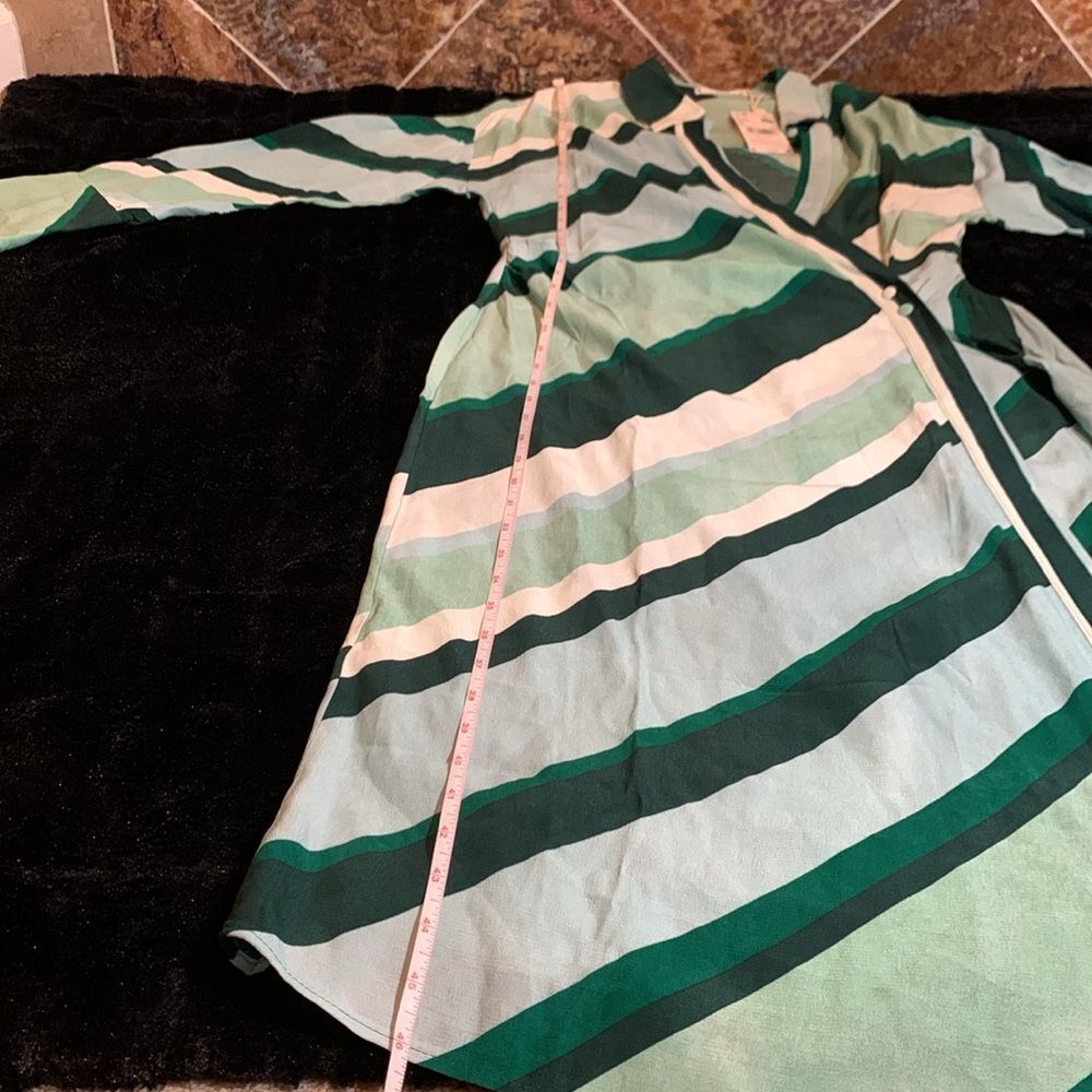 FRESH & EFFORTLESS | Mango Green Striped Print Dress - NWT Size Medium - Picture 8 of 14